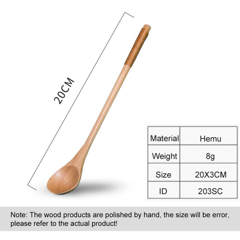 Wooden Lotus Long Handle Spoon Coffee Spoon Stirring Spoon Wooden Spoon: Light Green