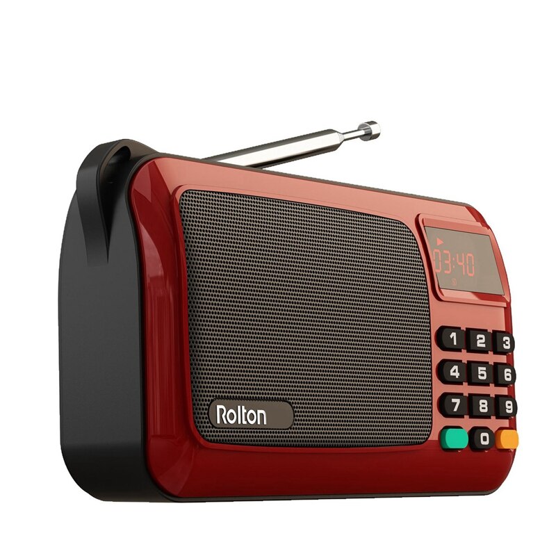 Rolton W405 Portable Mini FM Radio Speaker Music Player TF Card USB for PC IPod Phone with LED Display(Red)