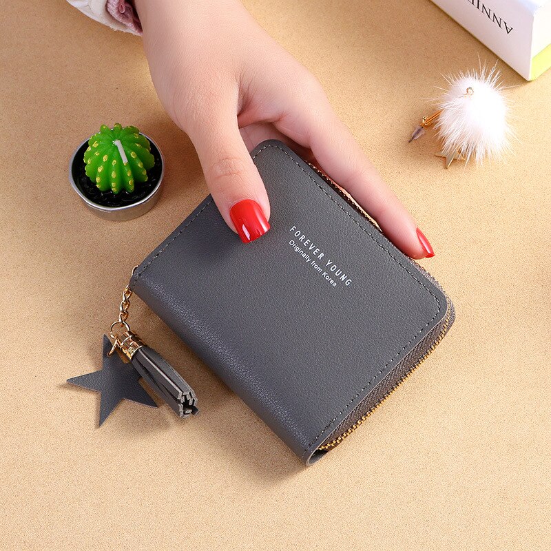 Damesportemonnee korte portemonnees voor vrouwen portemonnee portemonnee met rits clutch portemonnee dames kaarthouder luxe kleine clutch: Diep grijs