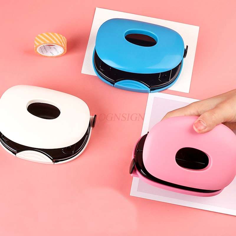 Double hole round hole puncher A4 paper small manual puncher mini manual puncher student stationery paper binding metal