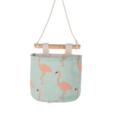 Pattern Cotton Linen Hanging Storage Bag Wall Mounted Wardrobe Hang Bag Wall Pouch Cosmetic Toys Organizer: C 3