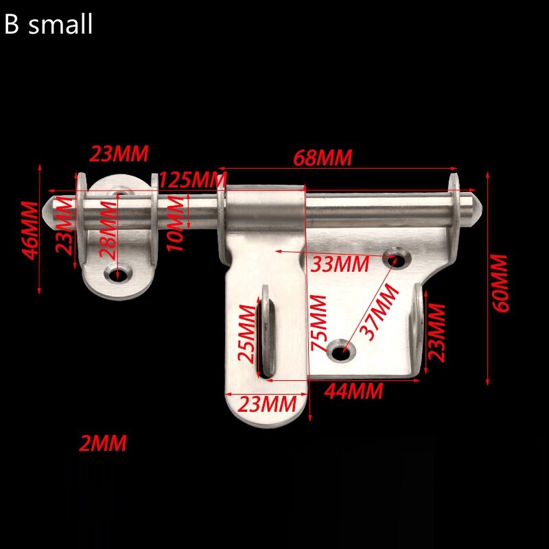 Slide Bolt Gate Latch Safety Door Lock with Padlock Hole Bar Heavy Duty Stainless Steel Brushed Surface Don&#39;t Include Padlock