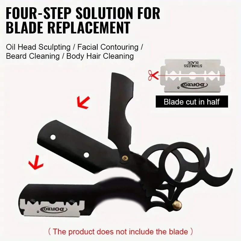 （1+10 blades） Barber Razor Haircut Beard Eyebrow Shaving Tool Manual Depilation Razors Hairdresser Trimming Blades Straight Edge