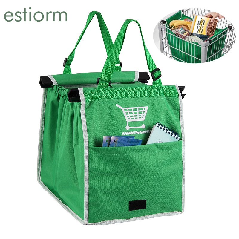 Herbruikbare Boodschappentas Opvouwbare Wasbare Niet-geweven Stof Boodschappentas Trolley Cart Bag Supermarkt Kruidenier Tote Grab Bag Groen