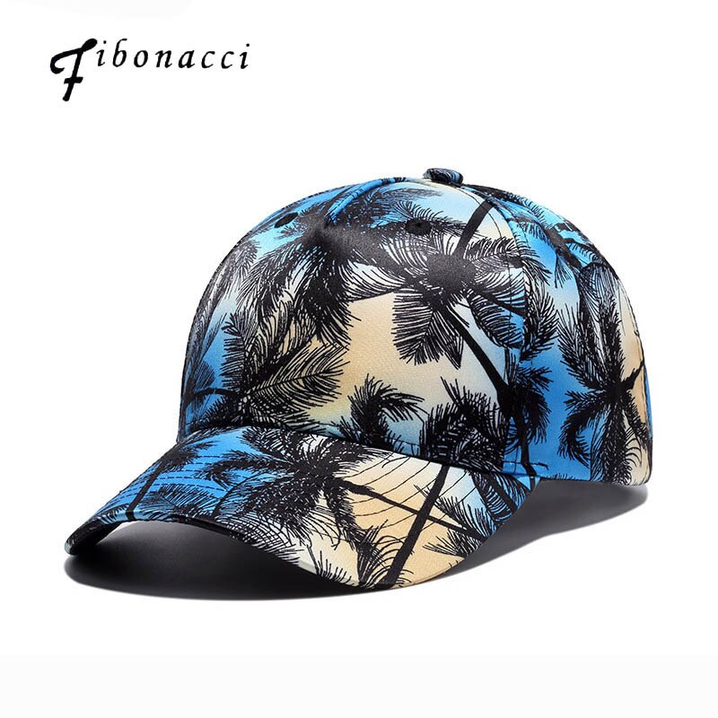 Fibonacci Baseball Caps For Men Trendy Women's Cap Coconut Tree Print Snapback Cap Europe Travel Hip Hop Hat Male Casquette
