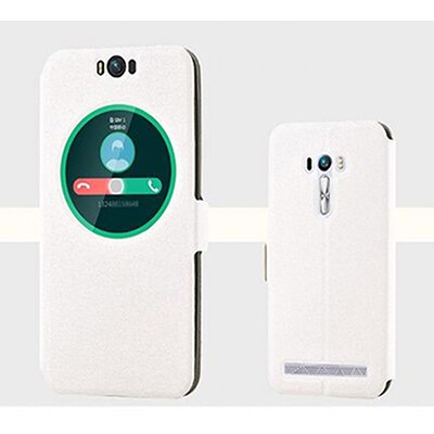 Cubierta de ventana abierta para ASUS ZenFone Selfie Funda de cuero fundas de teléfono piel para ASUS ZD551KL Z00UD flip shell back cubierta: Marfíl