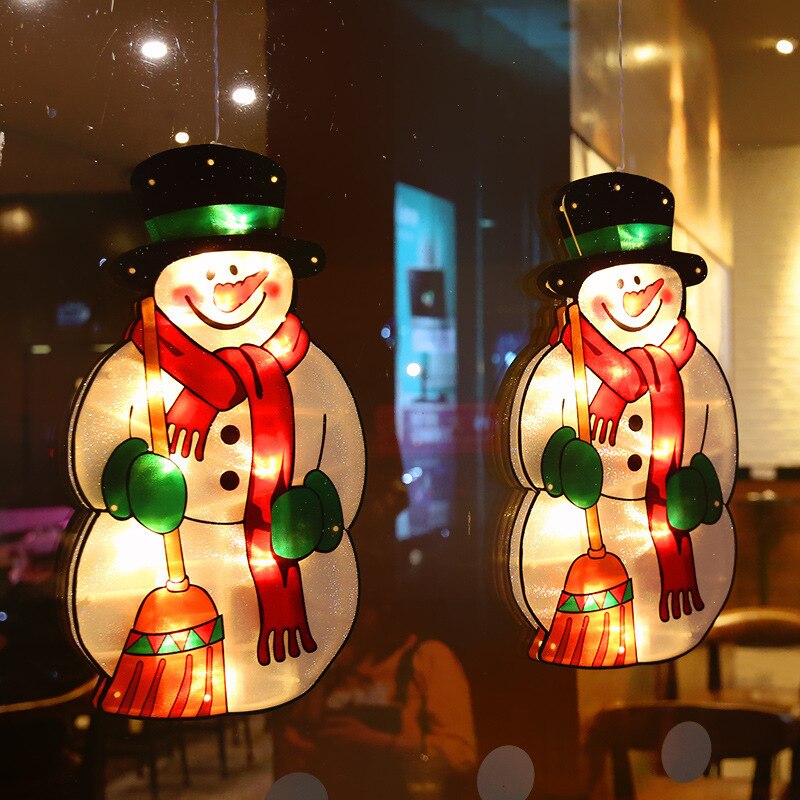 Kerstman Led Zuignap Venster Opknoping Lichten Kerst Decoratieve Sfeer Scene Decor Feestelijke Decoratieve Verlichting: No.5 Snowman