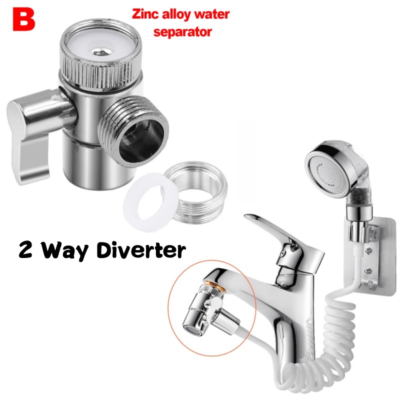 Messing metalen 3-weg douchekop omschakelklep G1/2 drie functieschakelaar adapter connector hoofd kraan badkameraccessoires: Paars