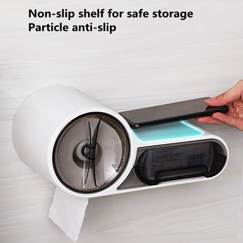 Bathroom waterproof tissue box wall-mounted tissue storage box plastic bathroom toilet paper holder nail-free installation