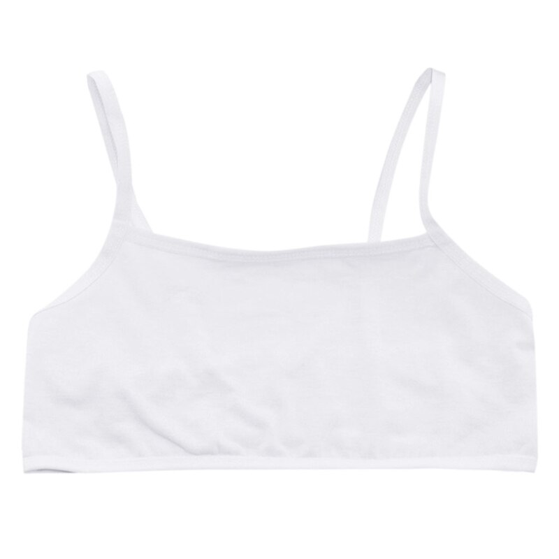 Puberty Teenage Girl Cotton Underwear Student Brassiere Training Bra Solid Color: White