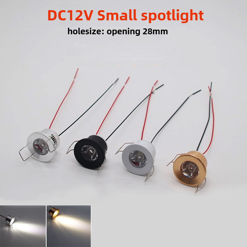 Mini-downlight led 12v 1w inbäddade små spotlights i taket köksskåp inbyggda led-lampor silver, vit, svart skal