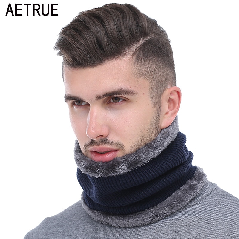 AETRUE Winter Männer Schal Ring Gestrickte Schals Für Männer Frauen Nacken Snood Kette Verdickt Wolle Kragen Warme Weiche Schals
