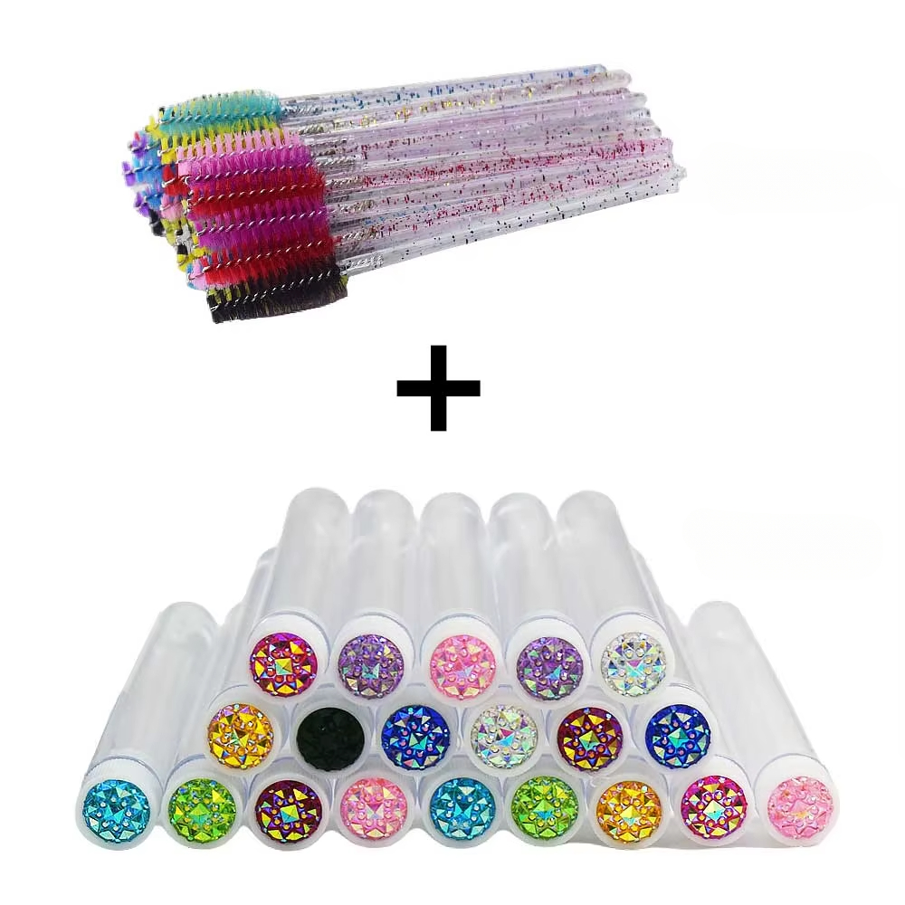 Tubes de brosse à cils avec baguettes de Mascara en cristal, peigne à sourcils, conteneur de bobines, applicateurs de brosse à cils, outils de maquillage, 50 pièces: Black