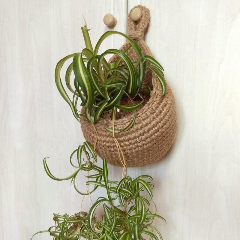 Zerolife Wall Hanging Vegetable Fruit Storage Basket Natural Wicker Woven Basket Kitchen Table Wall Hanging Rope Hanging Basket