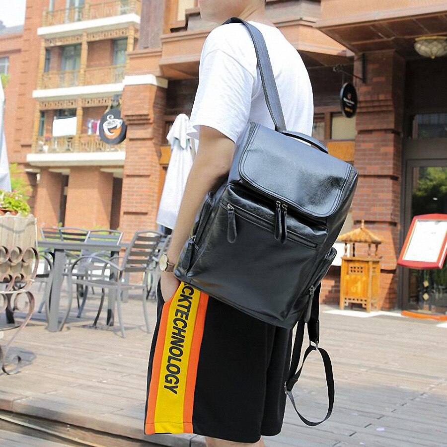 Men Backpack Leather Male Functional bags Men Waterproof backpack PU big capacity Men Bag School Bags For Teenager LI-2325