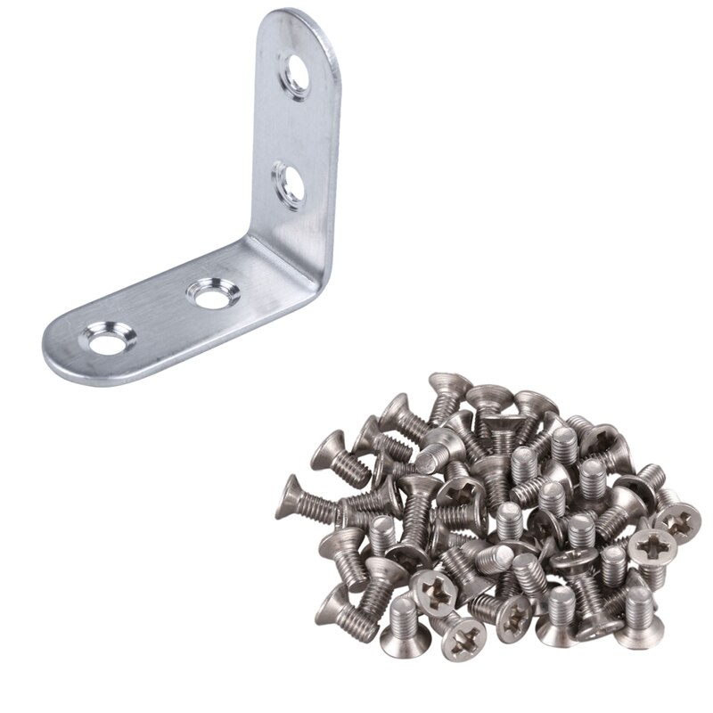 ! Tornillo avellanado Phillips ranurado, M3 x 6mm, con 12 soportes de ángulo de abrazadera de esquina en forma de L, 40x40x17mm, 50 Uds.