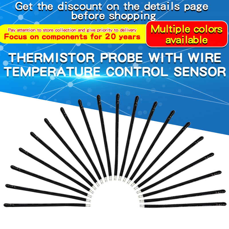 10PCS Thermistor NTC Negative Temperature Coefficient MF52D 10K/100K Probe with Wire Temperature Sensor 3950