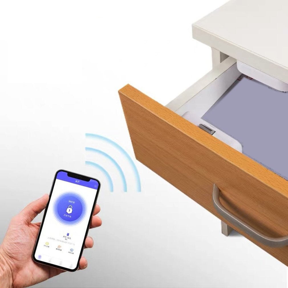 Smart Drawer Cabinet Lock Keyless Bluetooth APP Unlock Anti-Theft Home Safety File Security Drawer switch