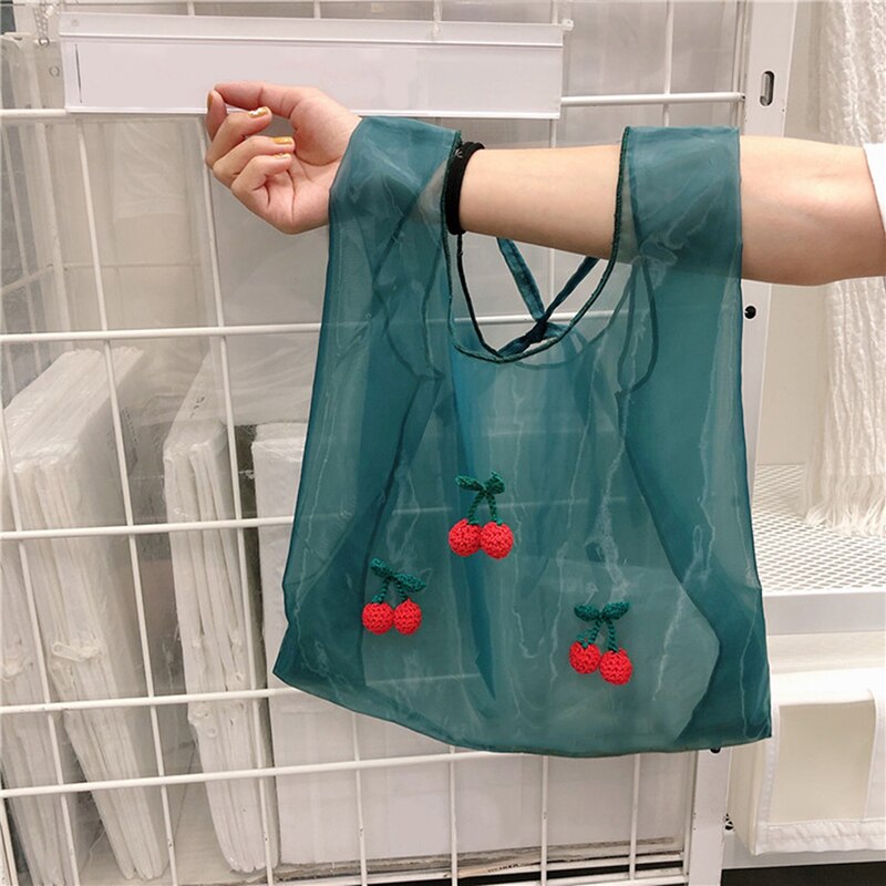 organza håndvesker broderi skulderveske jente vesker veske kvinner tote studentveske koreansk preppy