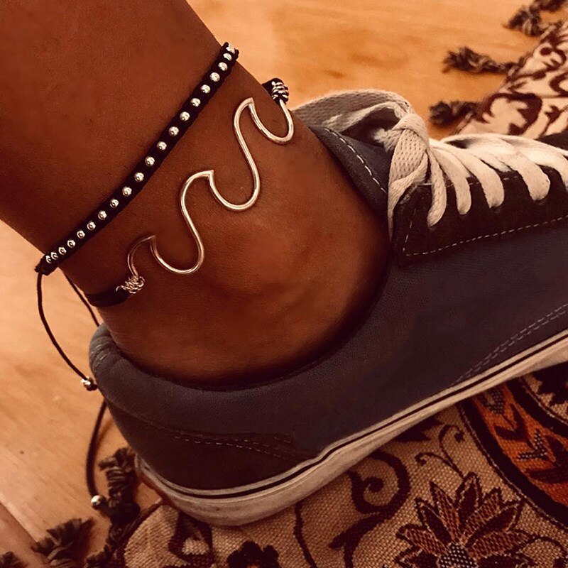 Double Layered Anklet Rectangle Star Pendant Anklets For Women Jewelry Layered Chain Leg Bracelet Tobilleras pulsera: 3