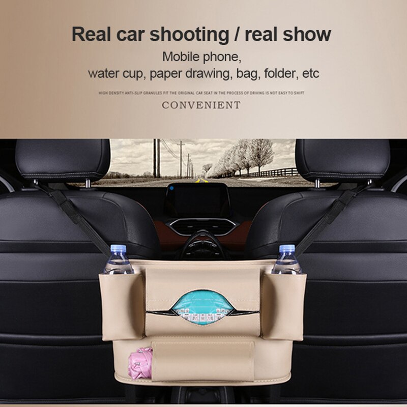 Advanced Car Net Pocket Handbag Holder PU Leather Between Car Seat Storage Black PU Leather Stowing Tidying Bag Interior