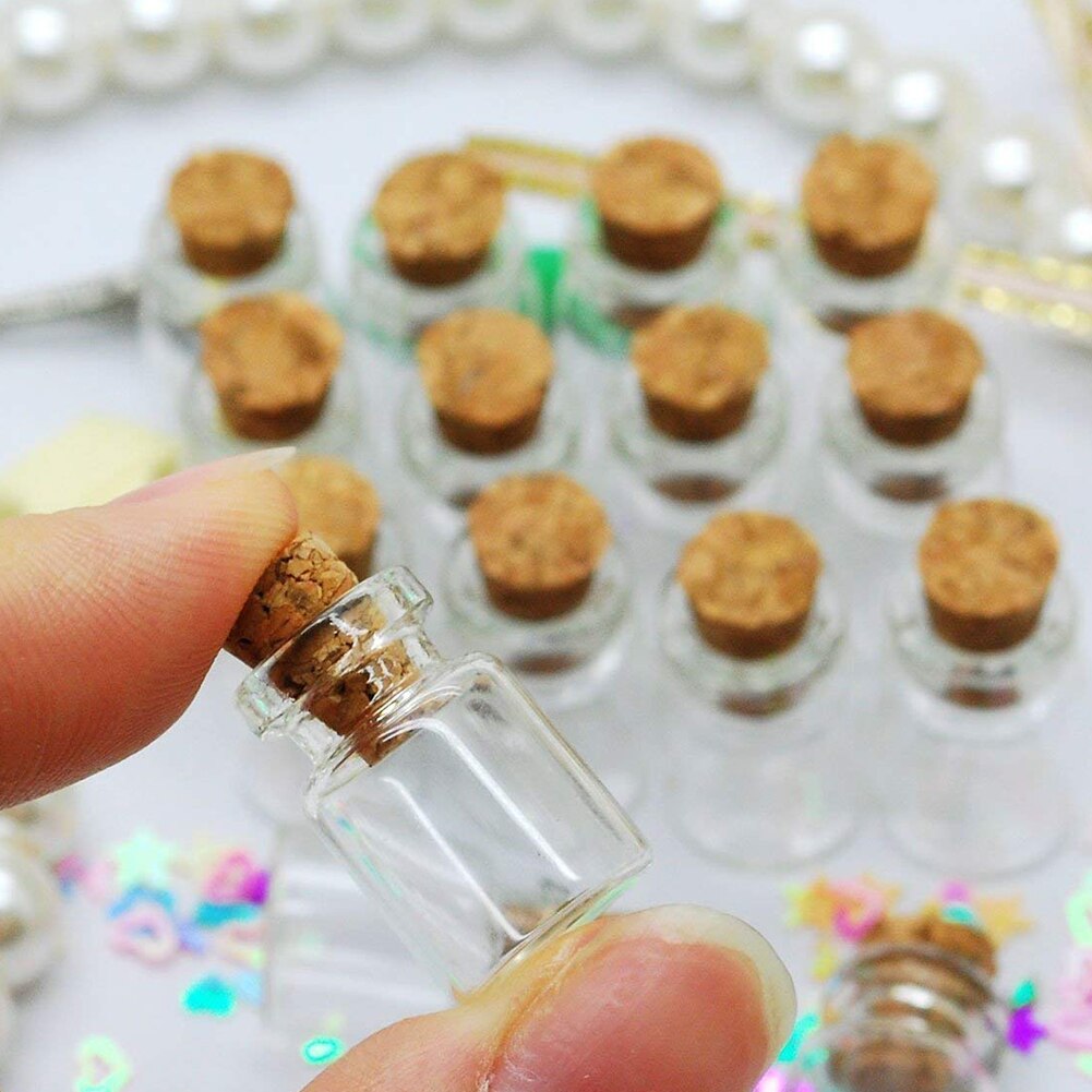 50 Stuks 0.5Ml Mini Glazen Flessen Delicate Kurk Wens Flessen Diy Miniatuur Flessen Favor Leuke Kleine Glazen Potten