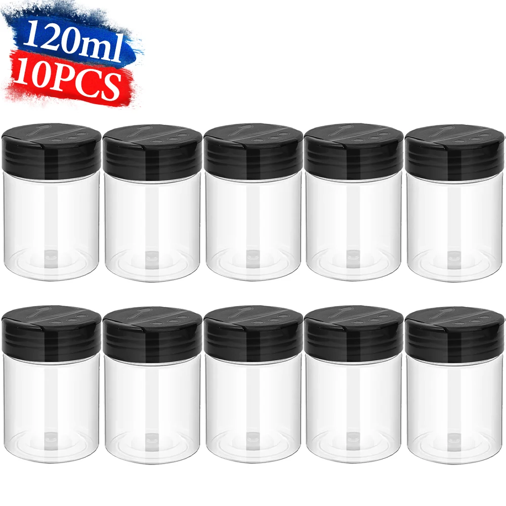1–10 x durchsichtige Gewürzglas aus Kunststoff mit Streudeckel, Gewürzbehälter für sterben Küche, zur Aufbewahrung von Gewürzsalzpulverflaschen: dunkel Grau