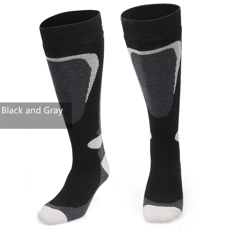 COPOZZ chaussettes élastiques hautes chaussettes de Ski coton épais Sports Snowboard cyclisme Ski football Absorption d'humidité chaussettes pour hommes femmes: Black Size S 35 to38