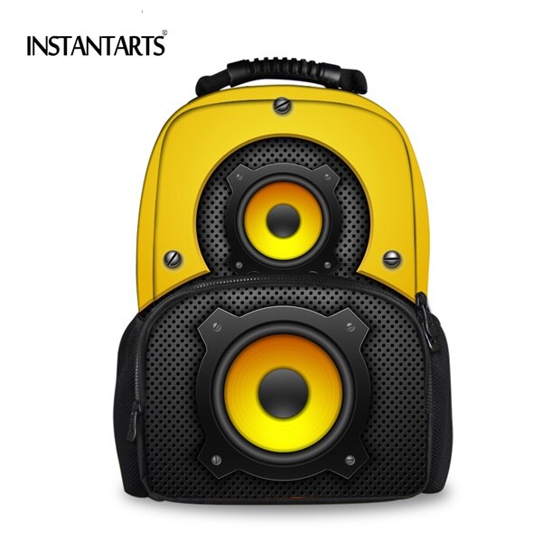 INSTANTARTS Boys Felt Backpacks for Children School Bag 3D Loud Speaker Printing Travel Shoulder Bags Casual Laptop Ruacksacks: CC2390A