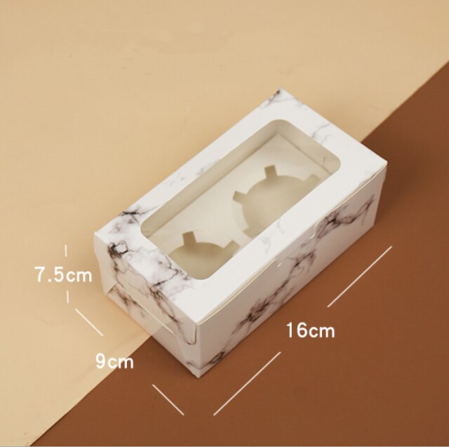 2/4/6 /12 Hole Cupcake Boxes And Packaging Cake Cookie Boxes Baking Food Package Box Wedding Birthday Party Supplies: marble-2 hole