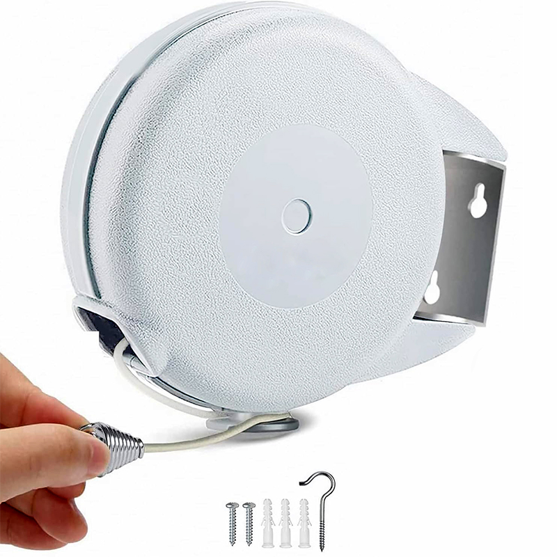 Retractable Clothesline - Portable Heavy Duty Indoor Outdoor Clothesline - 39ft PVC Retractable Single Wire Heavy Duty Wall Moun: WHITE