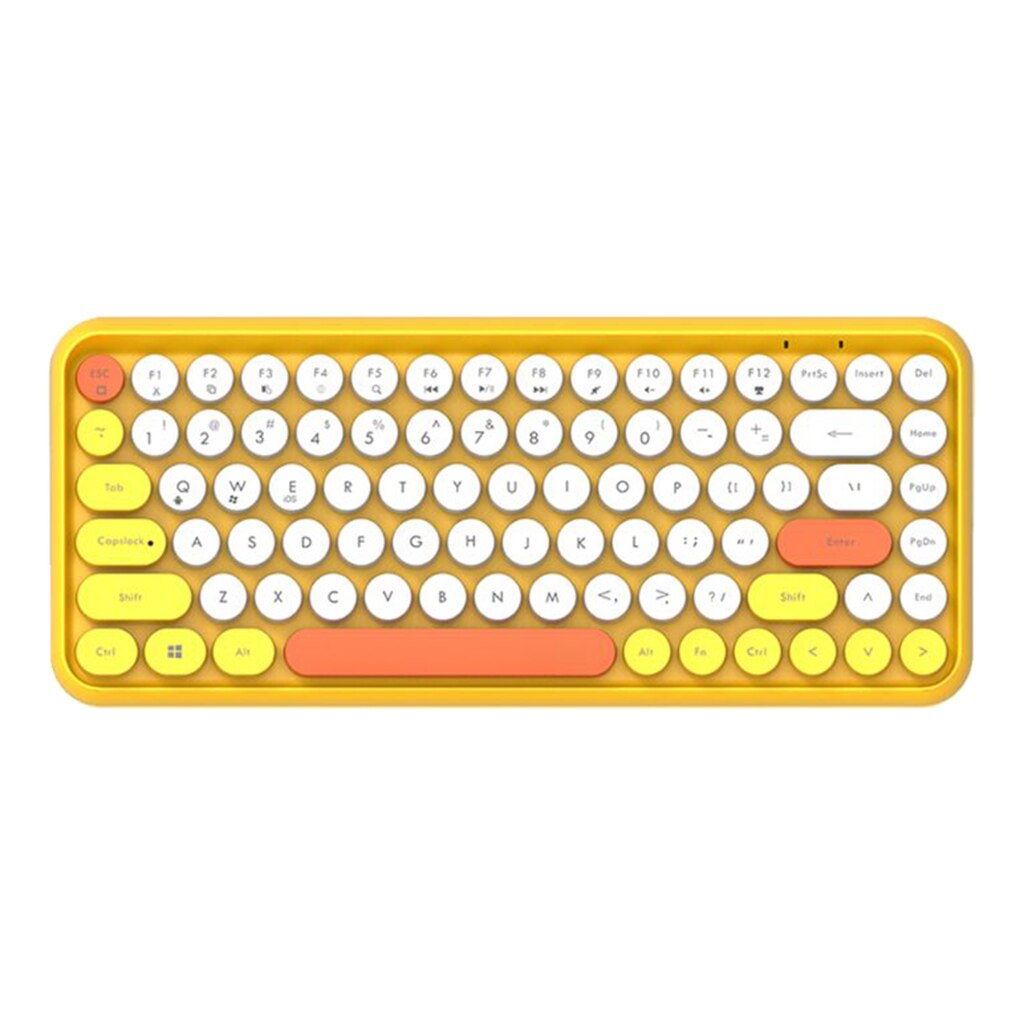 Ajazz 308i Draadloze Toetsenbord Stoom Punk Retro Ronde Keycap Universele 84 Toetsen Bluetooth Toetsenborden Voor Pc Laptop Gaming Toetsenbord: Yellow