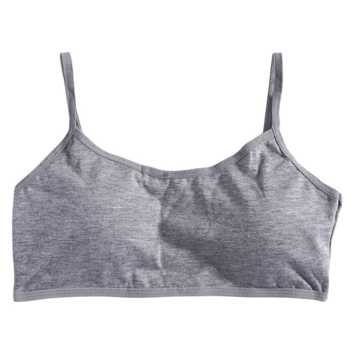 Young Girls Solid Soft Cotton Bra Tube Top Puberty Teenage Breathable Underwear Kid Tube Top: Gray