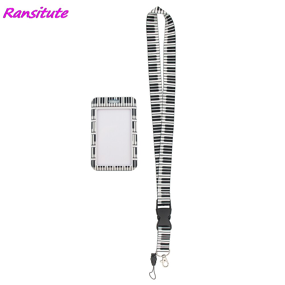 Ransitute-cordón para tarjetas de crédito, tarjetero titular de la identificación, bolsa de viaje, tarjeta bancaria, autobús, insignia, color blanco y negro, R1506