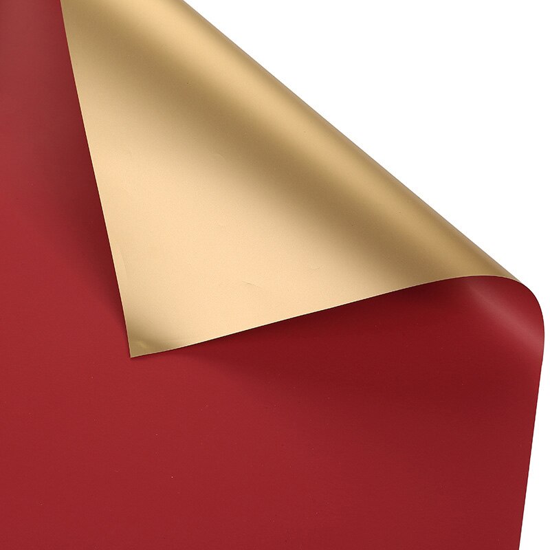 5pcs/set 58*58cm luxury turn gold flower wrapping paper waterproof paper DIY wrapping wedding decoration: Red