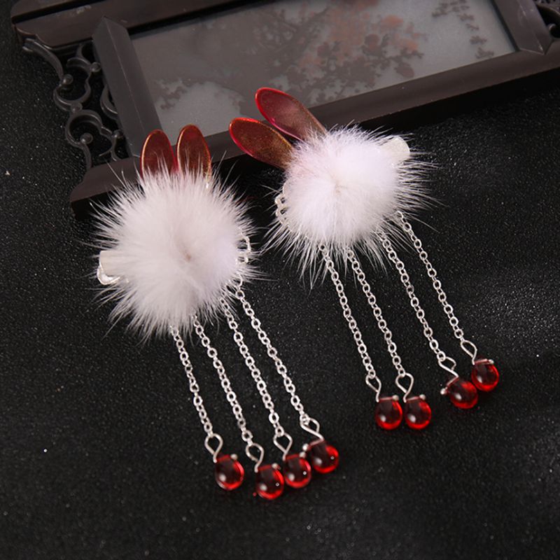 Niedliche haarspangen für mädchen, hanfu winter pompon blau rot haarnadel 2022 jahre