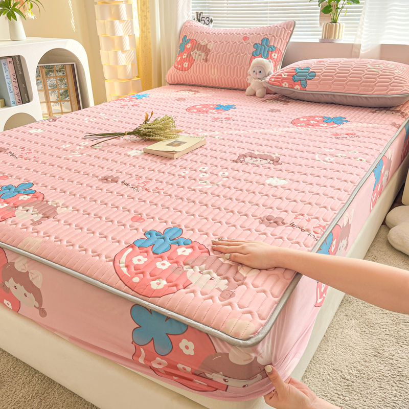 Zomermatrashoes Koel Aanvoelende Sprei Dikker Hoeslaken Met Elastische Band Huisbedhoes Cubre Colchón (Geen Kussensloop): 1.0m (3.3 feet) bed / YELLOW