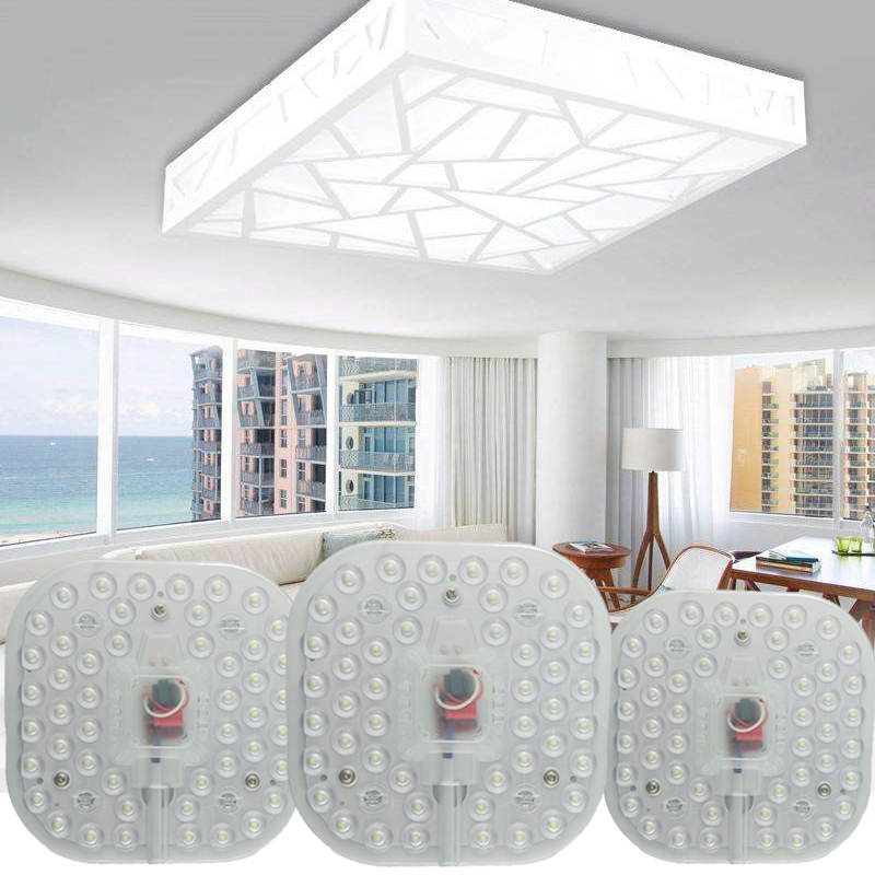 Led Module Light Square AC220V 230V 240V 12W 18W 24W Replace Ceiling Lamp Lighting Source Energy Saving Convenient Installation