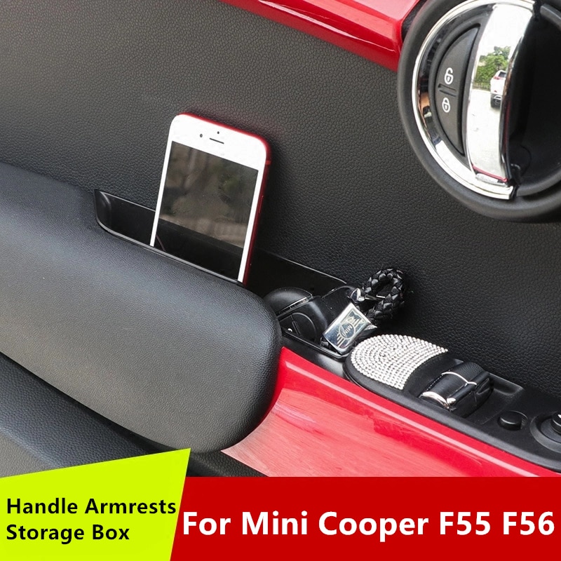 2 stks/set Auto Innerlijke Side Voordeur Handvat Armleuningen Opbergdoos ABS Lade Houder Voor Mini Cooper F55 F56 Auto styling Accessoires