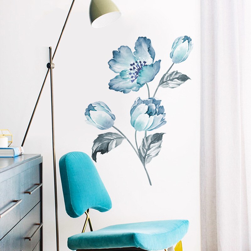 Rosa blommor väggdekaler för barnrum akvarell blomma vinyl tapet av flickor 3d barnkammare rum heminredning pvc dekaler: Fx -d16