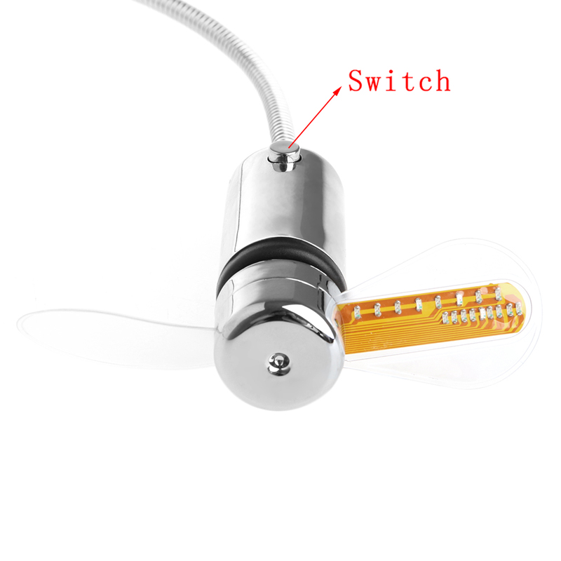 Flexible Gooseneck USB LED Clock Fan with Real Time Display For Notebook PC