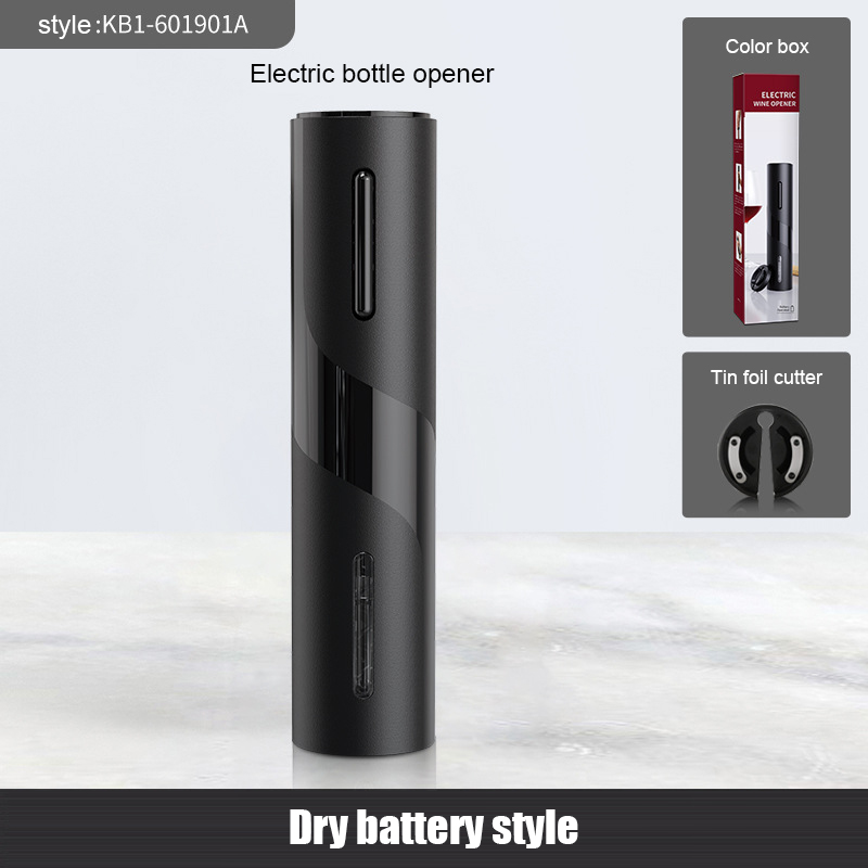 Juego de sacacorchos eléctrico multifuncional para hombre, caja de con cuchillo de aluminio para verter vino, accesorios de cocina para vino,: dry battery  01