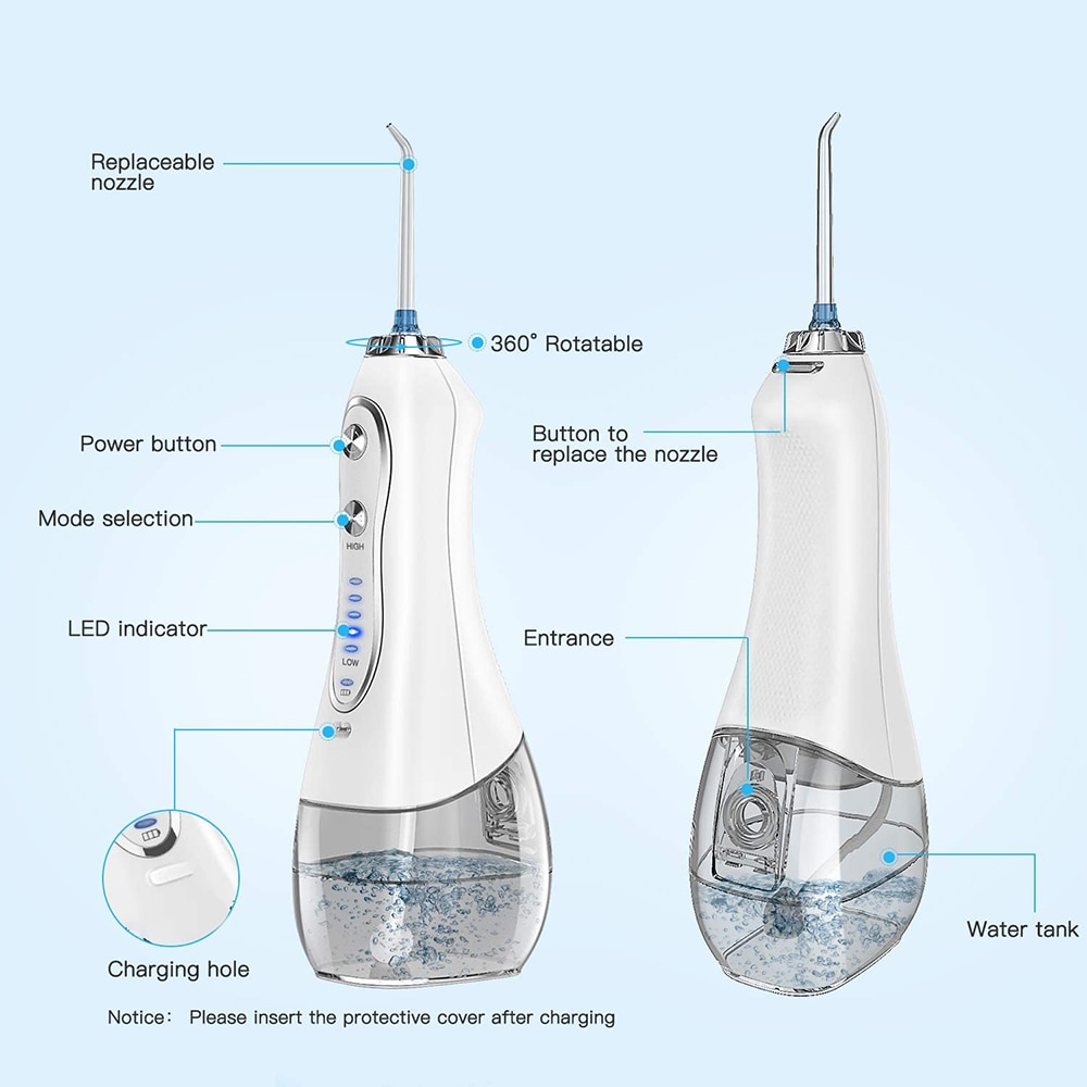 Flosser irygator wodny 300ML IPX7 wodoodporny bezprzewodowy irygator robić zębów przenośny i akumulatorowy nić dentystyczna robić domu i podróży