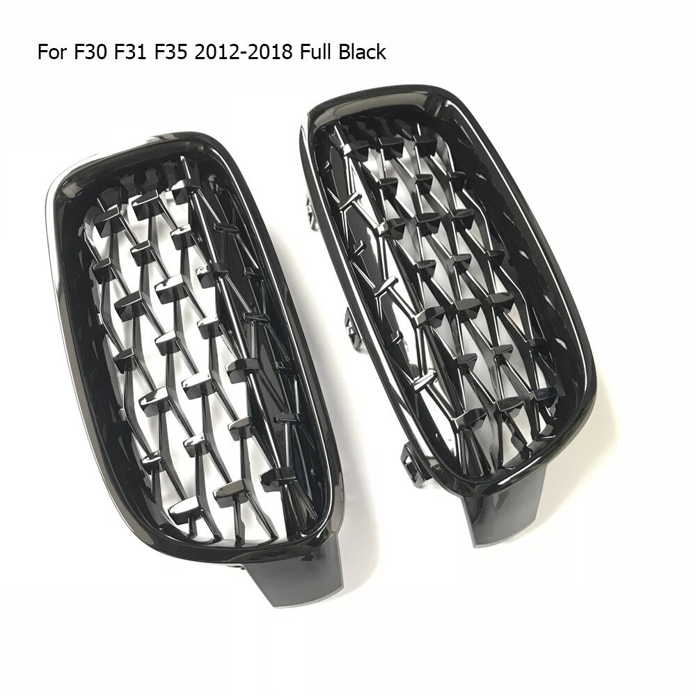 Un par de parrillas de diamantes plateadas/negras con estilo para coche, rejilla delantera ovoide doble para BMW F30 F31 F35 F10 F18 G30 G38 F32 F82: F30 Black