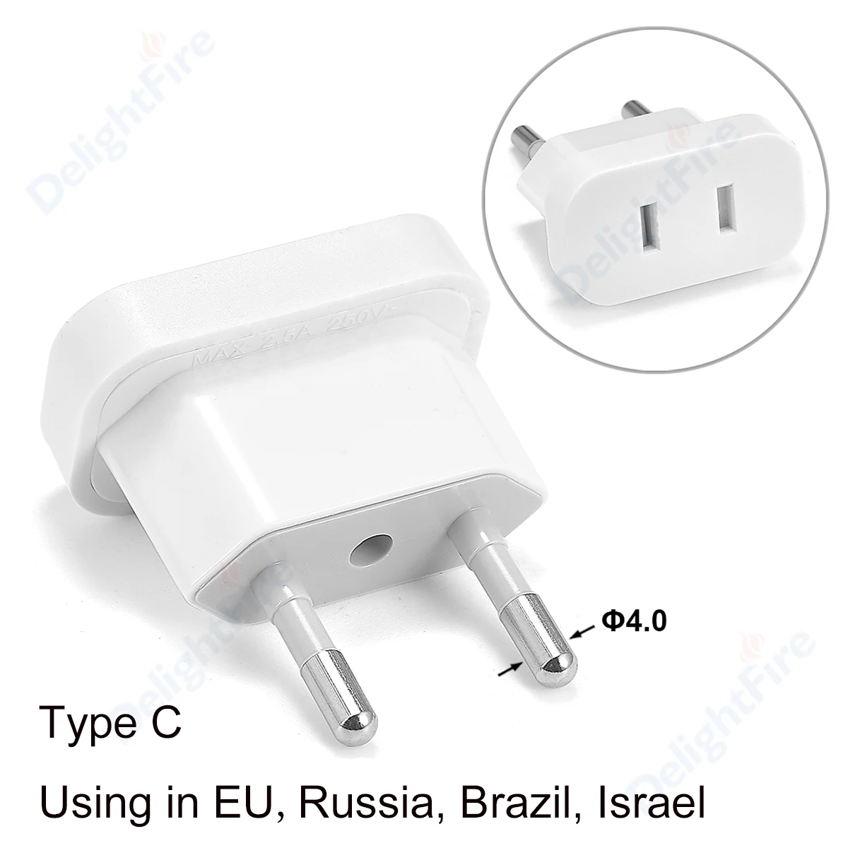 Adaptateurs d'alimentation de prise ue, prise US vers EU Euro, adaptateur de voyage, prise électrique, convertisseur de puissance US vers EU, prise ca: blanc chaud / TYPE 15