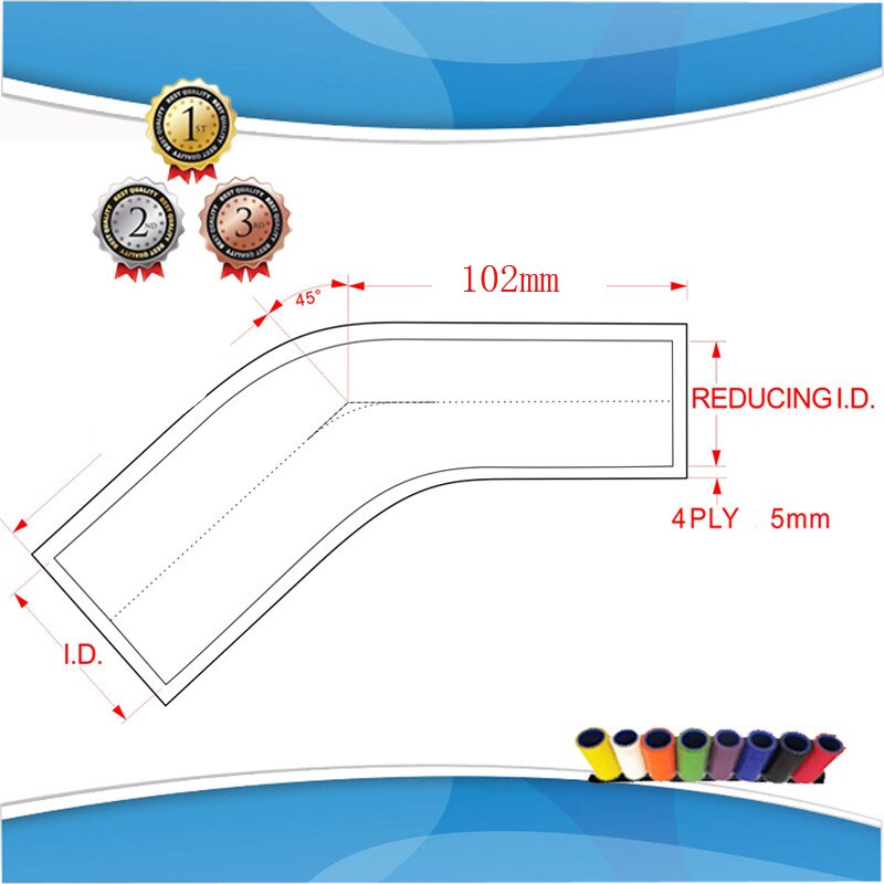 32/38mm 45 Degree reducer Elbow Silicone Hose Pipe Turbo Intake