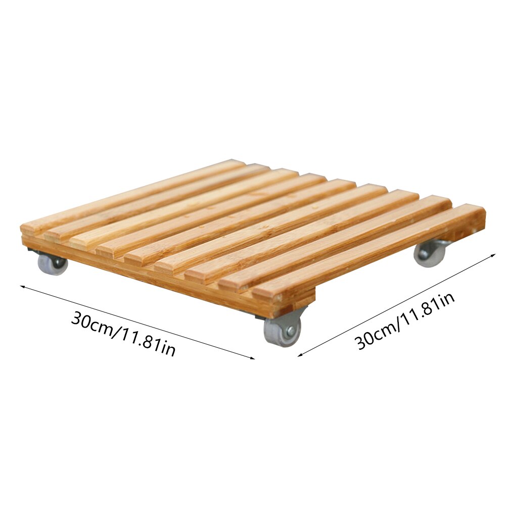 Moving Plant Flower Pot Base Roller Wood Square Tray With Wheel Movable Flower Holder Plant Stand Storage Rack For Home Garden