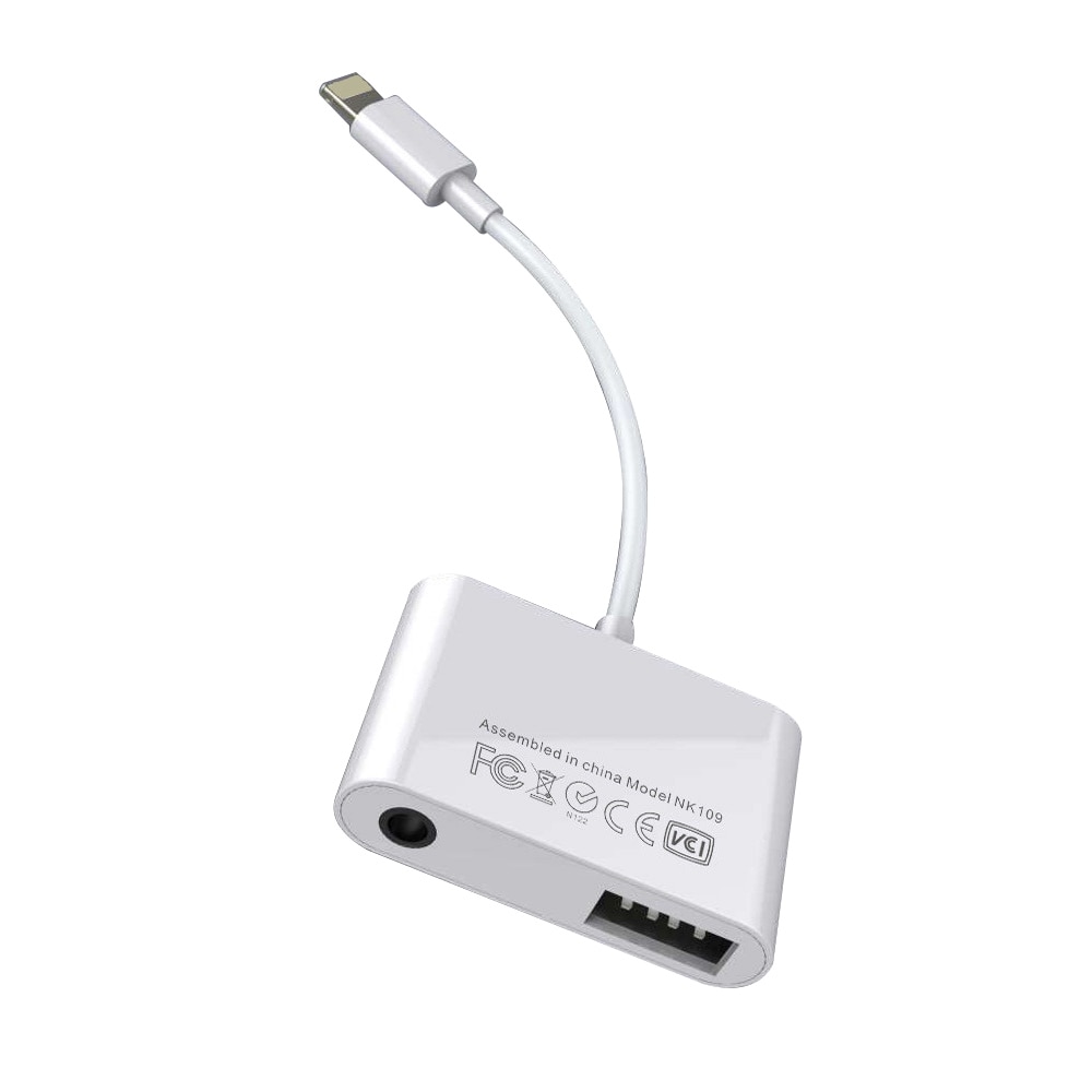 OTG Adapter Newest 3 in 1 for Lightning to USB Camera 3 in 1 with Charging Port 3.5mm Headphone With Charging Port OTG Cable