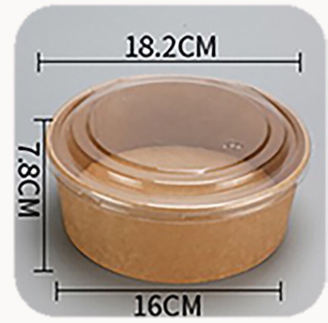 50 Contenedores de paple Kraft, ensaladero 500ml-1500ml: 1500ml