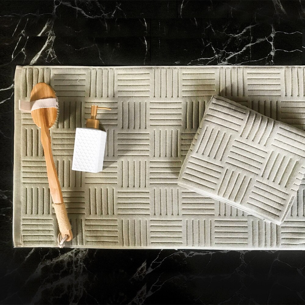 Baumwolle Bad Matte Bad Teppiche und Teppich Salon Hotel SPA Dusche Zimmer Füße Muster Handtuch Saugfähigen Wc Badewanne Matte: light green